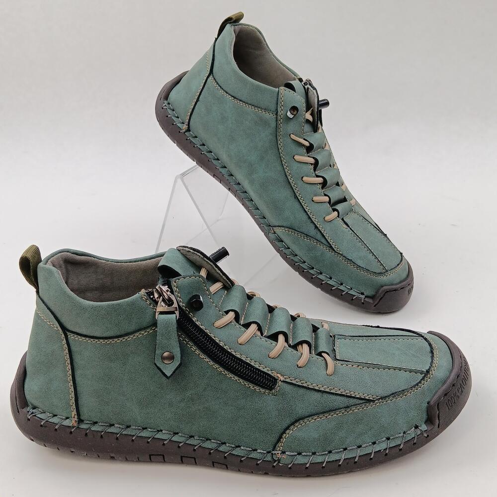 Salkin Shoes Mens Size 45 EU Green Side Zip Lace Up Casual Comfort mocisan boot
